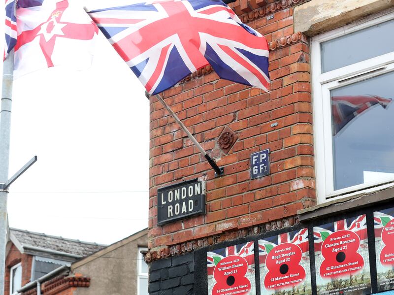 London Road area of Ravenhill in Belfast.
A woman was hit in the face with a piece of mortar during a racist attack in east Belfast, police have said.