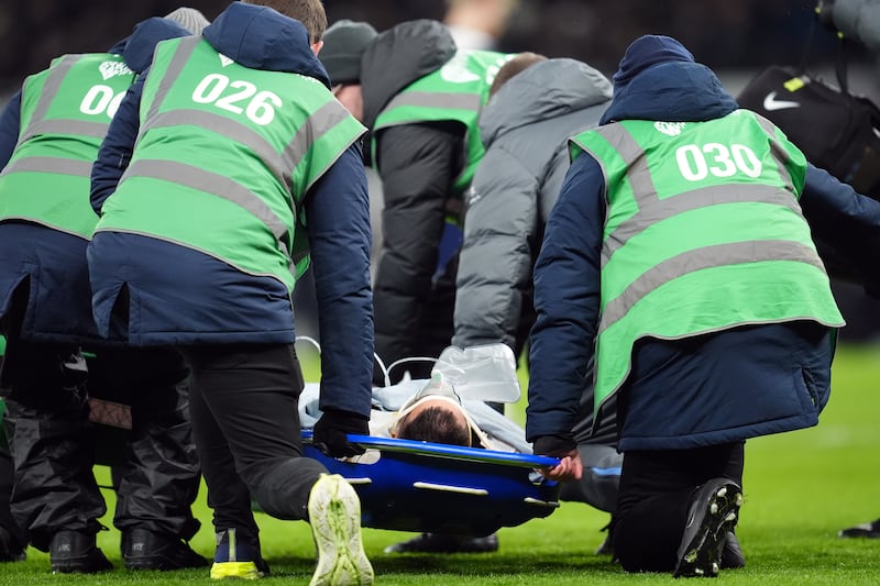 Rodrigo Bentancur was carried off the pitch