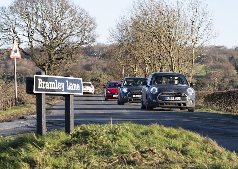 The black Seat Ibiza was travelling on Bramley Lane