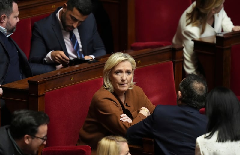 French far-right leader Marine Le Pen at the National Assembly in Paris (Thibault Camus/AP)