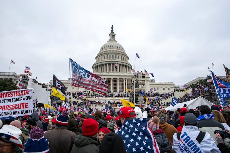 Supporters of then President Donald Trump rally at the US Capitol on January 6 2021, in Washington (Jose Luis Mangana/AP)