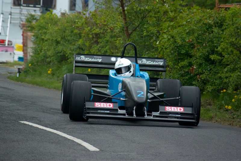 Trevor Willis set the fastest time at the 2017 Craigantlet Hill Climb in his OMS28. Picture by Steve Kandi Images.