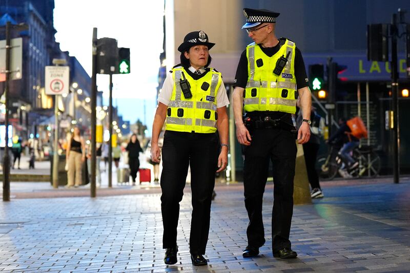 Chief Constable Jo Farrell, left, took to the streets of Glasgow in May