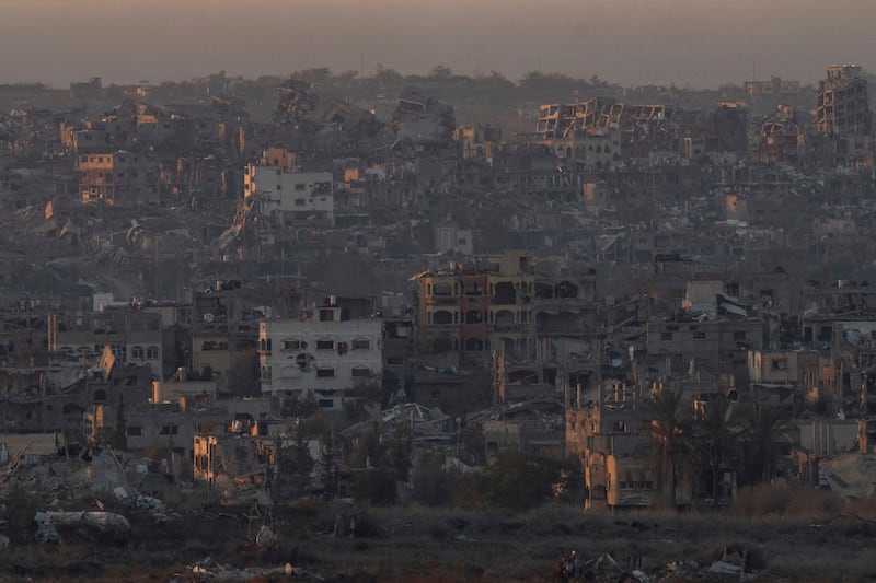 Destroyed buildings in the Gaza Strip (Ohad Zwigenberg/AP)