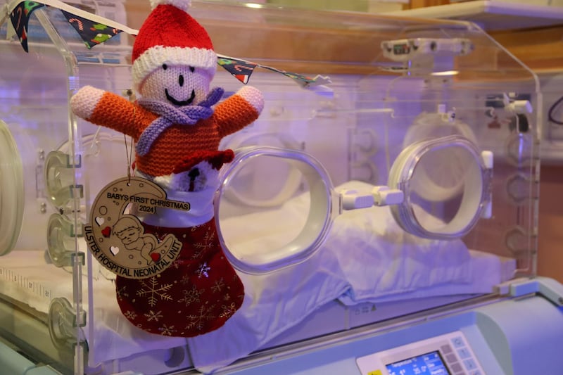 A Christmas stocking in the Ulster Hospital's neonatal unit.