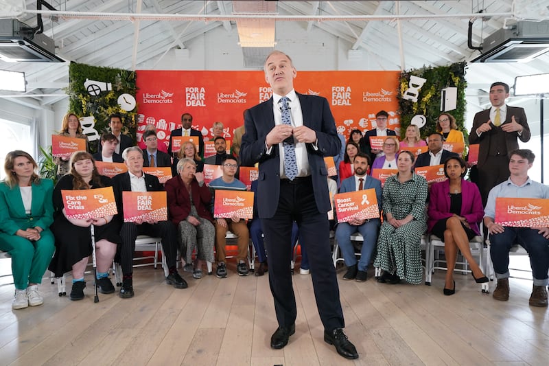 Liberal Democrat leader Sir Ed Davey at the party’s manifesto launch