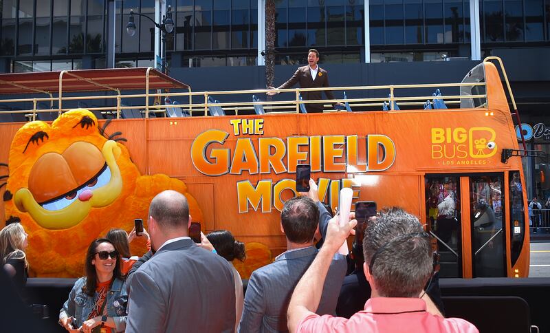 Chris Pratt arrives at the premiere of The Garfield Movie (Jordan Strauss/Invision/AP)