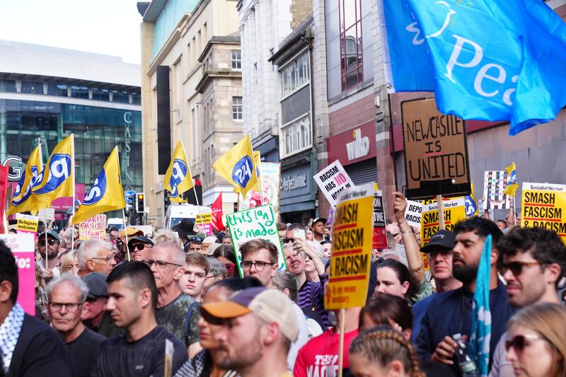 Anti-racism protesters demonstrate in Newcastle