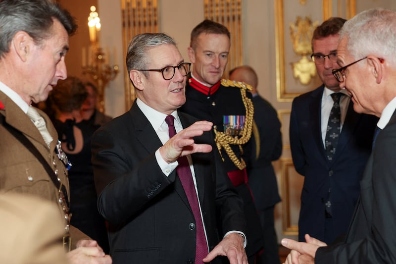 Sir Keir Starmer during a breakfast with some of the British defence community at the British Ambassador’s residence in Paris on Monday