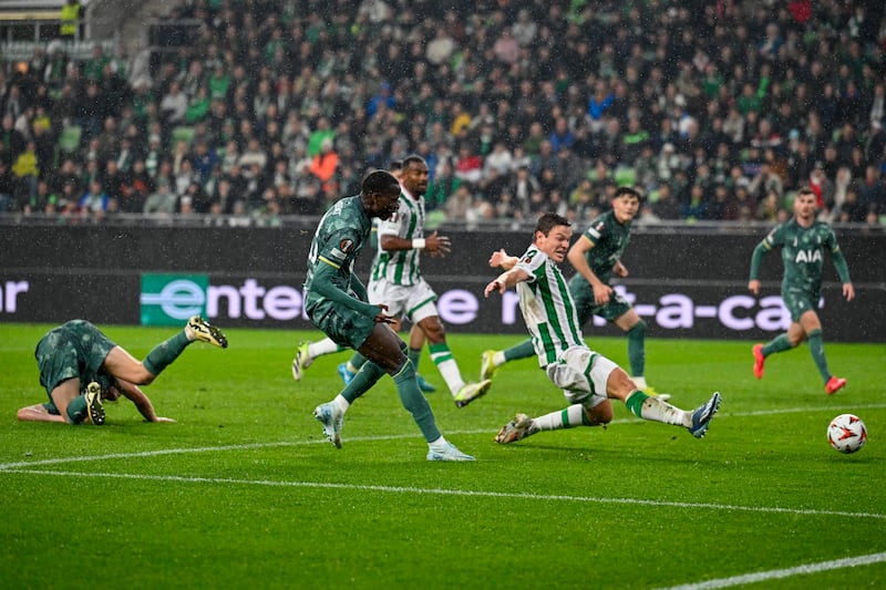 Pape Sarr, centre left, put Tottenham ahead