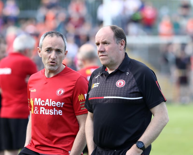 Brian Dooher and Feargal Logan have seen their resources decimated by withdrawals since winning the 2021 All-Ireland title. 