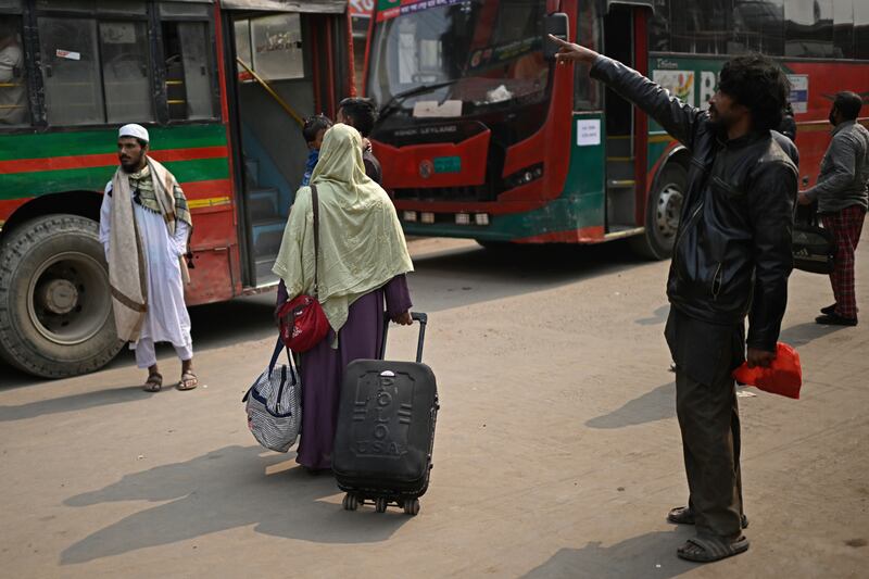 Authorities arranged buses as an alternative, but they were not enough to meet demand (Mahmud Hossain Opu/AP)