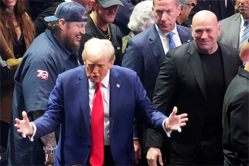 US President-elect Donald Trump arrives at UFC 309 at Madison Square Garden (Evan Vucci/AP)