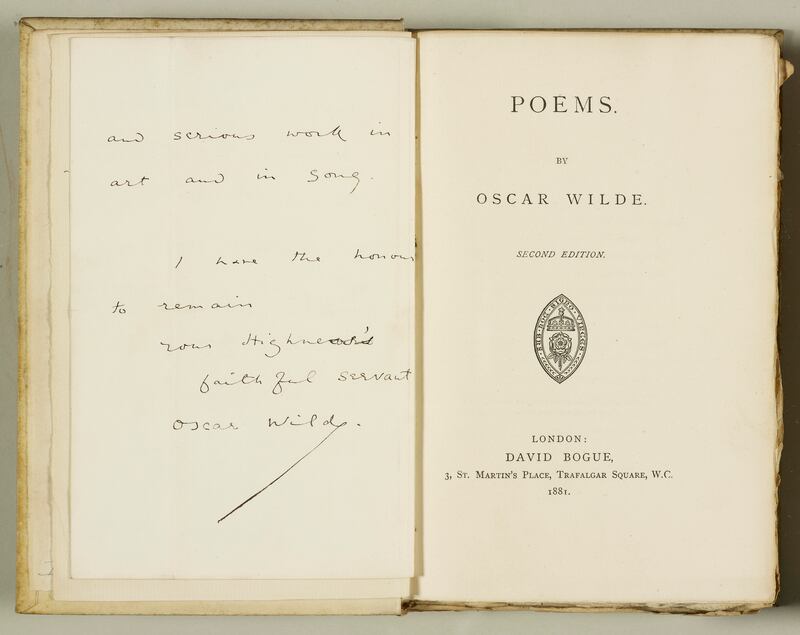 The signed copy of Oscar Wilde’s Poems