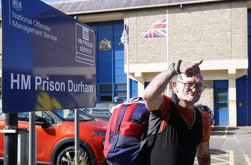 Jason Hoganson outside HMP Durham during the prisoner release