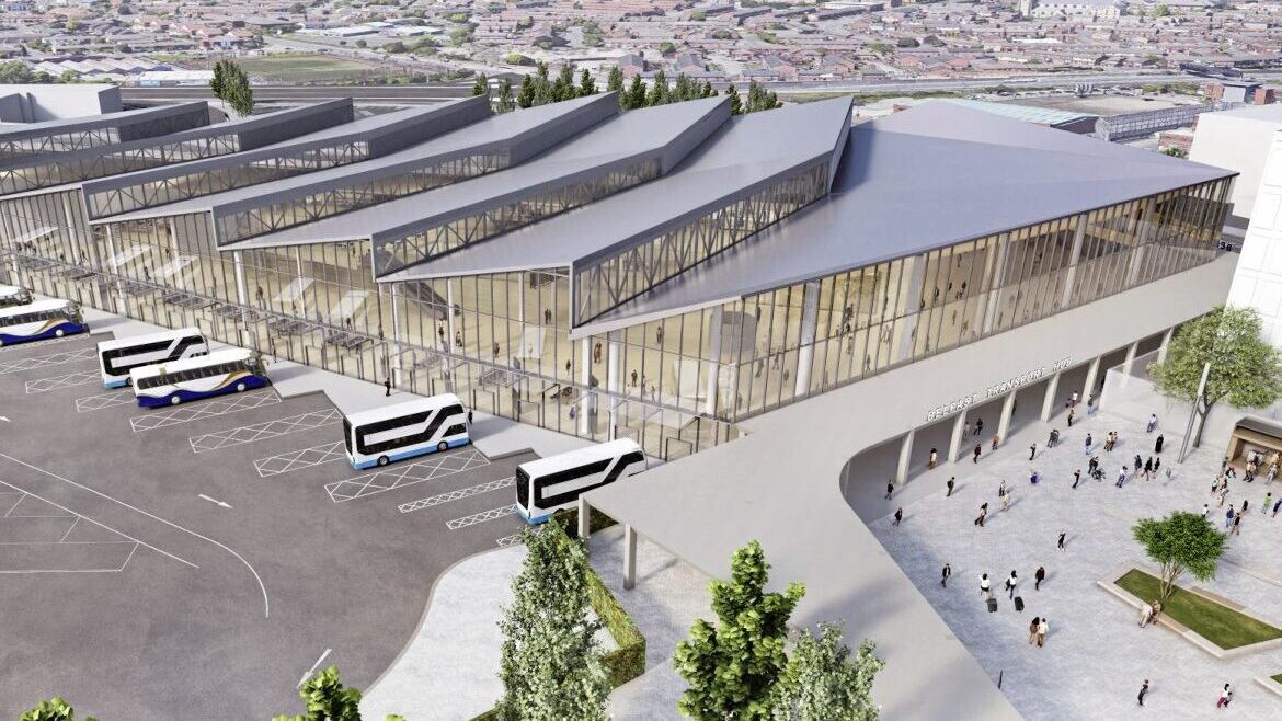 An early artist&#39;s impression produced for the new Belfast Grand Central Station. 
