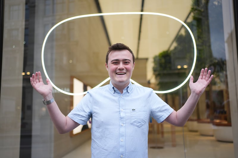 Liam Nicholson, 27, was first in line as the doors of Apple’s Regent Street store opened at 8am