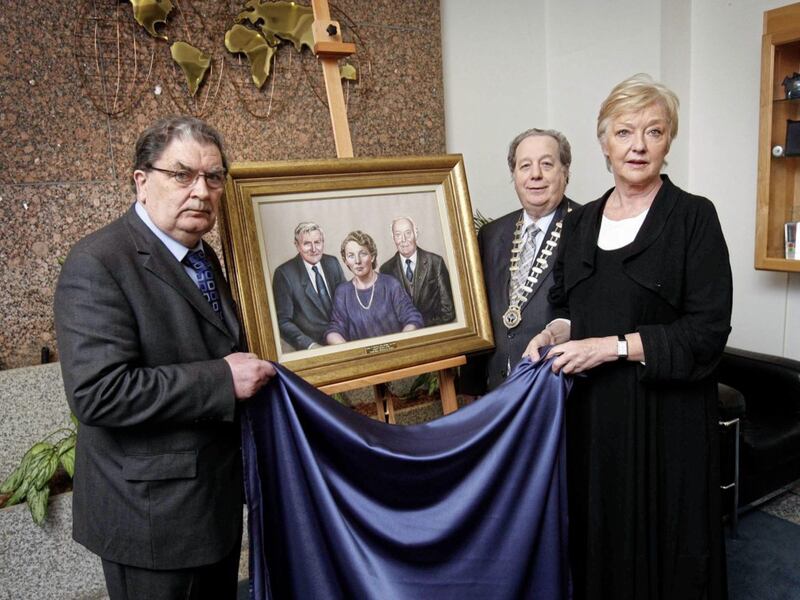 John Hume with Marian Finucane and Uel Adair, president of the Irish League of Credit Unions in 2010 