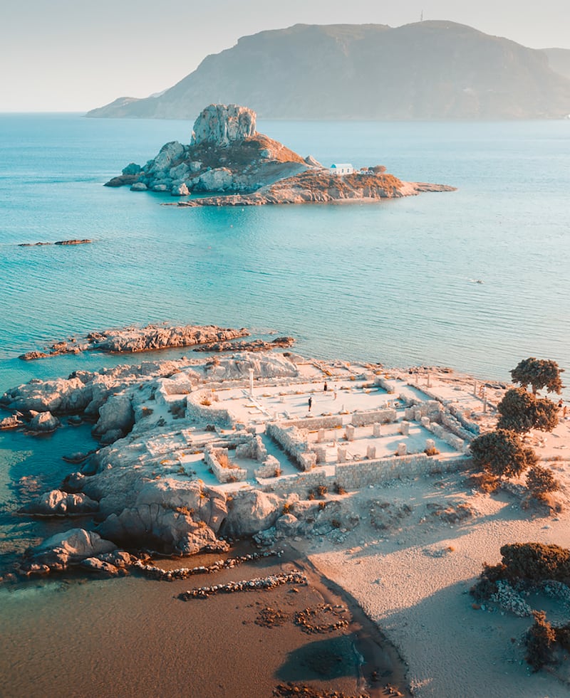 The spectacular ruins of the early Christian Basilicas of Agios Stefanos on the southern coast of Kos