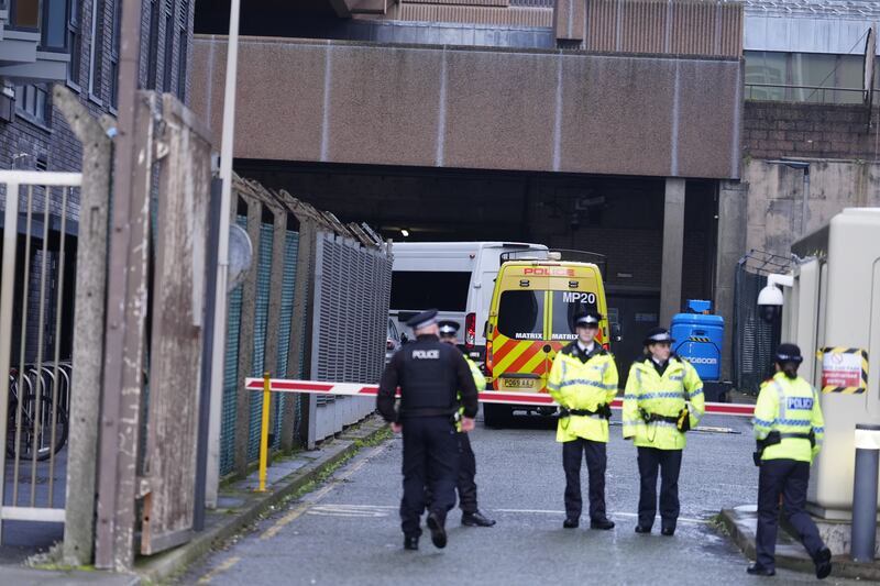 A prison van believed to contain Axel Rudakubana arrives at Liverpool Crown Court ahead of his trial