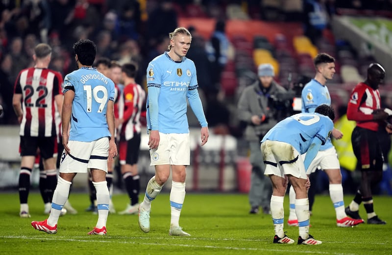 City squandered plenty of chances through Erling Haaland (centre) and Savinho