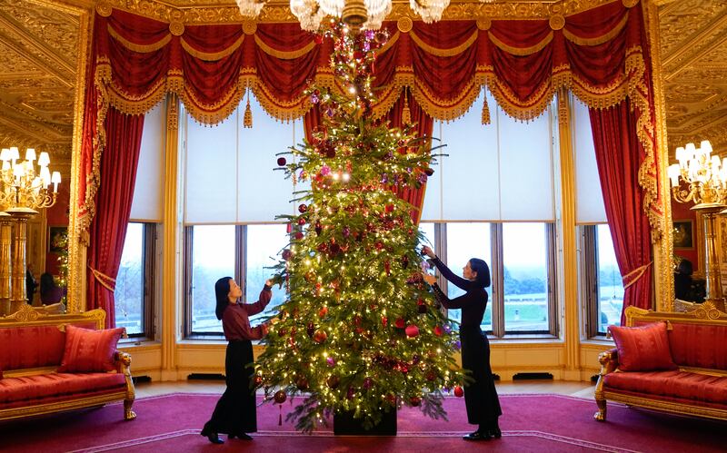 Another Christmas tree in the Crimson Drawing Room