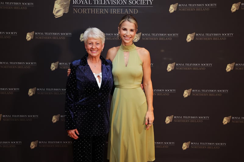 RTS NI Host Vogue Williams with Pamela Ballantine, winner of the RTS NI Brian Waddell Award 2024