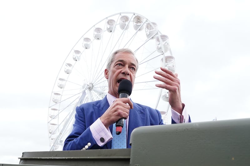 Reform UK leader Nigel Farage in his Clacton, Essex constituency