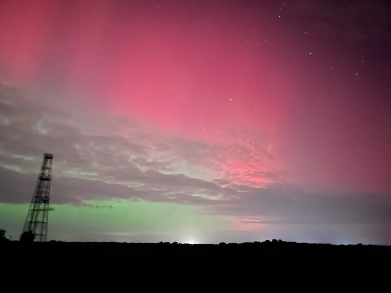 The Northern Lights on display in the skies over Rushmere St Andrew