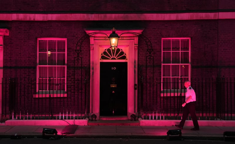 10 Downing Street was also lit up in pink as part of the remembrance