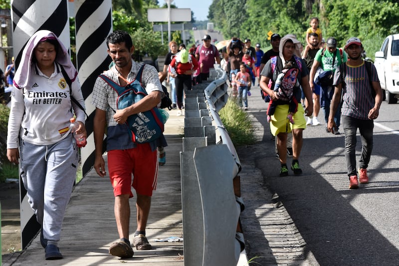 The group left on Sunday from the southern Mexican town of Ciudad Hidalgo (Edgar H Clemente/AP)