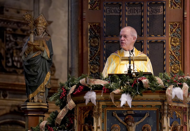 Mr Welby giving the Christmas Day sermon at Canterbury Cathedral in 2023