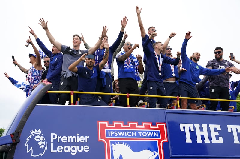 Ipswich celebrate promotion to the Premier League