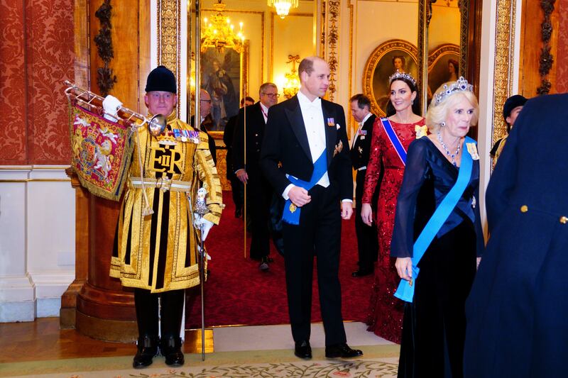 The Prince and Princess of Wales, and the Queen during the reception in 2022