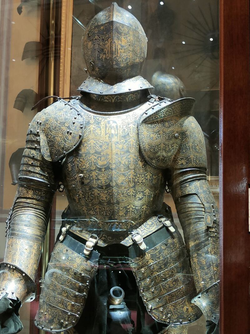 A suit of armour within the armory of the Grandmaster's Palace.