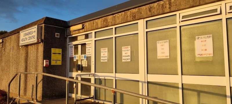 Posters were erected overnight at the Lisnaskea Health Centre.