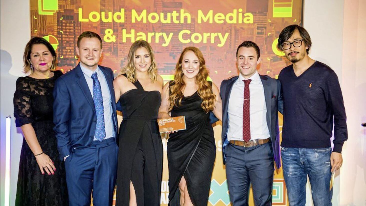 Celebrating the Loud Mouth Media award are (from left) Sam Walker, Kevin Rea, Heather Gibson, Marie-Clare McCabe, Ruairi McCaughley and Liang Chen 