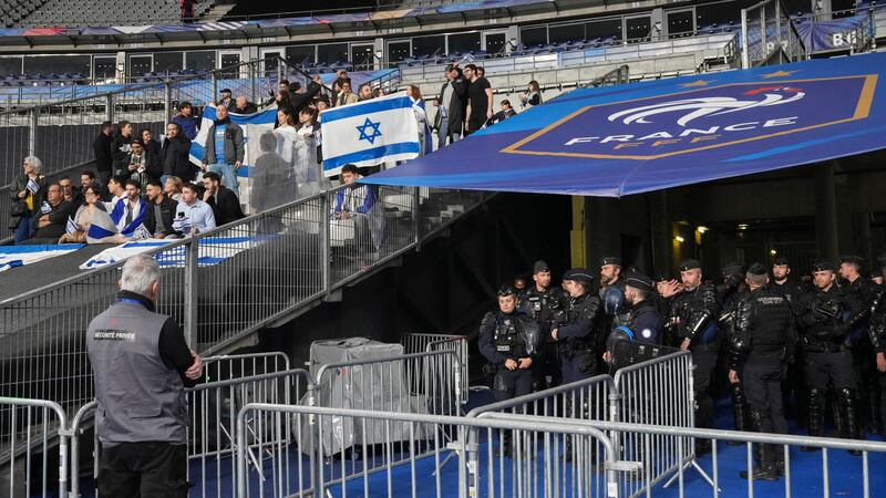 There was a strong police presence both inside and around the Stade de France (Michel Euler/AP)