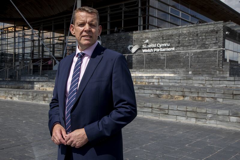 Leader of Plaid Cymru Rhun ap Iorwerth outside the Senedd