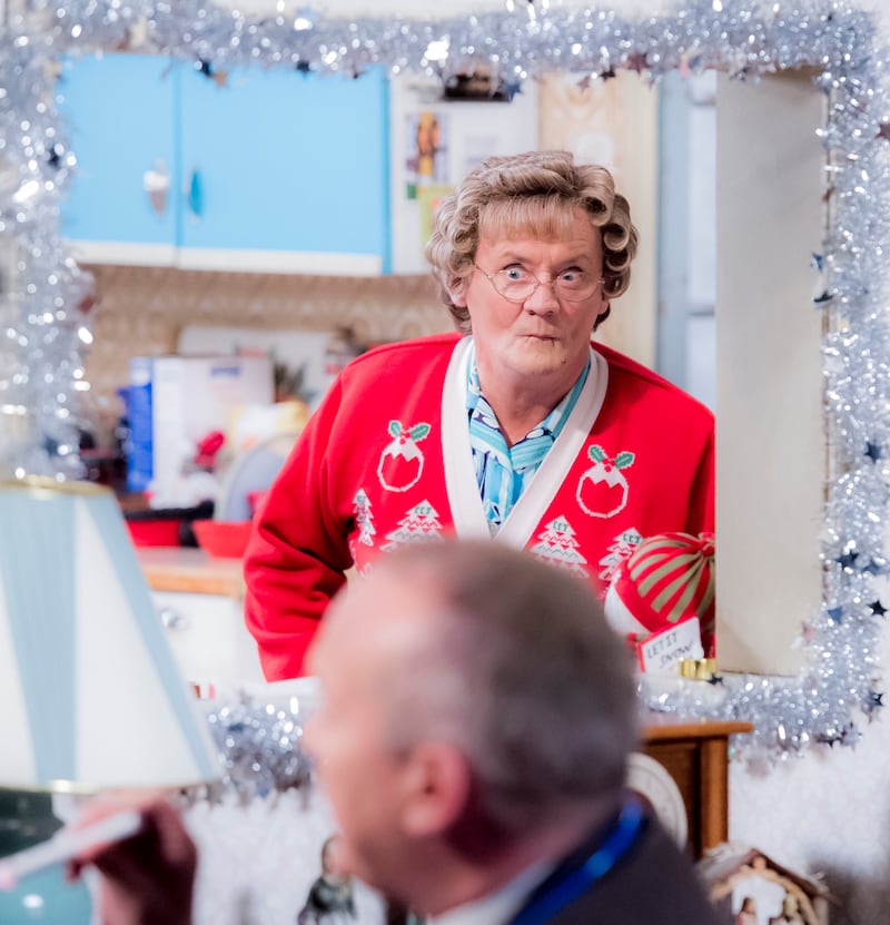 Brendan O’Carroll as Mrs Brown in the Mrs Brown’s Boys Christmas and New Year Special 2016 (Alan Peebles/BBC)