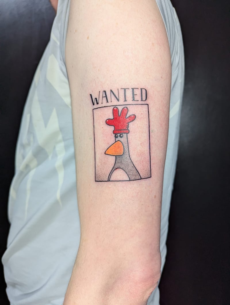 One of the Feathers McGraw tattoos Ms Garvie has created