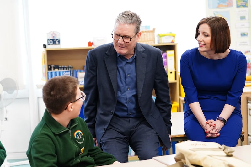 Labour leader Sir Keir Starmer and shadow education secretary Bridget Phillipson during a visit to a school in Harlow in Essex