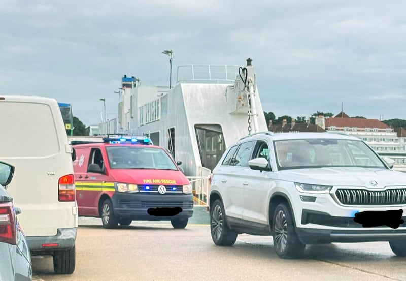 Emergency service vehicles in Ferry Road, Swanage