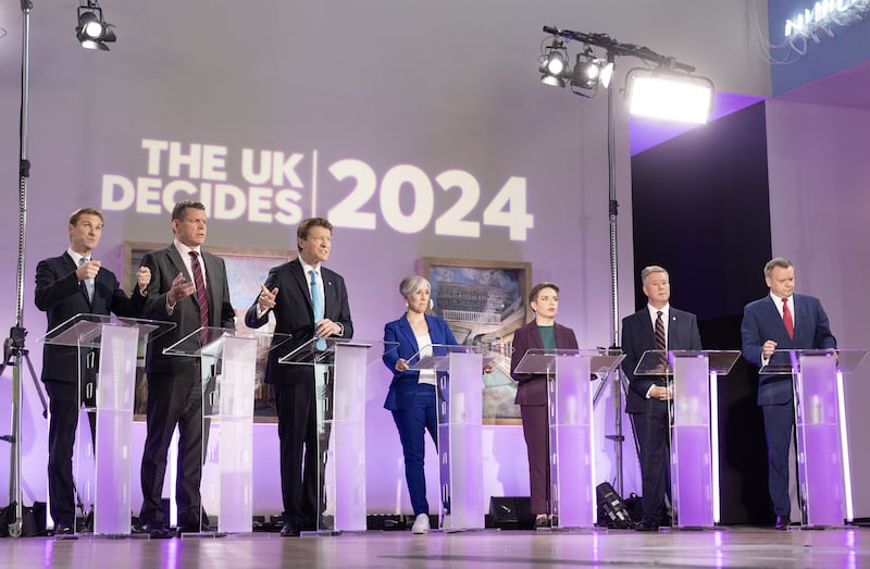 Party representatives during Channel 4 News’ General Election debate, The UK Decides: Immigration, Law And Order, in Colchester