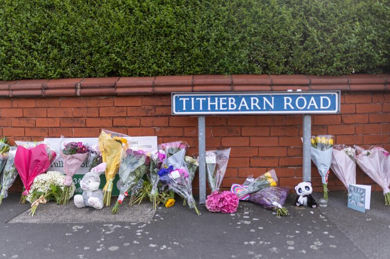 Floral tributes near the scene of the attack in Hart Street, Southport