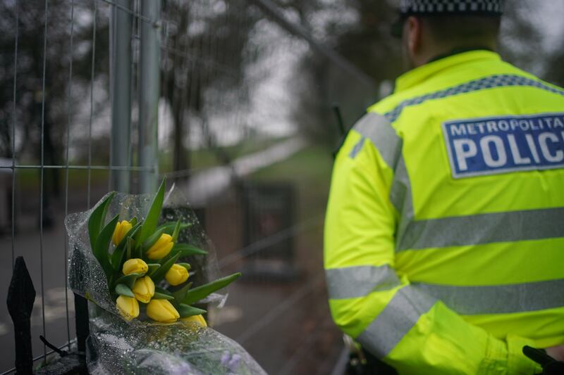 Flowers left in tribute on Primrose Hill in Camden, north London