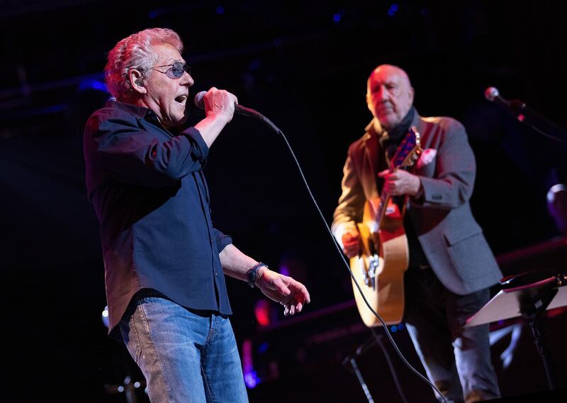 Roger Daltrey and Pete Townshend of The Who perform on stage during a Teenage Cancer Trust Concert at the Royal Albert Hall, London