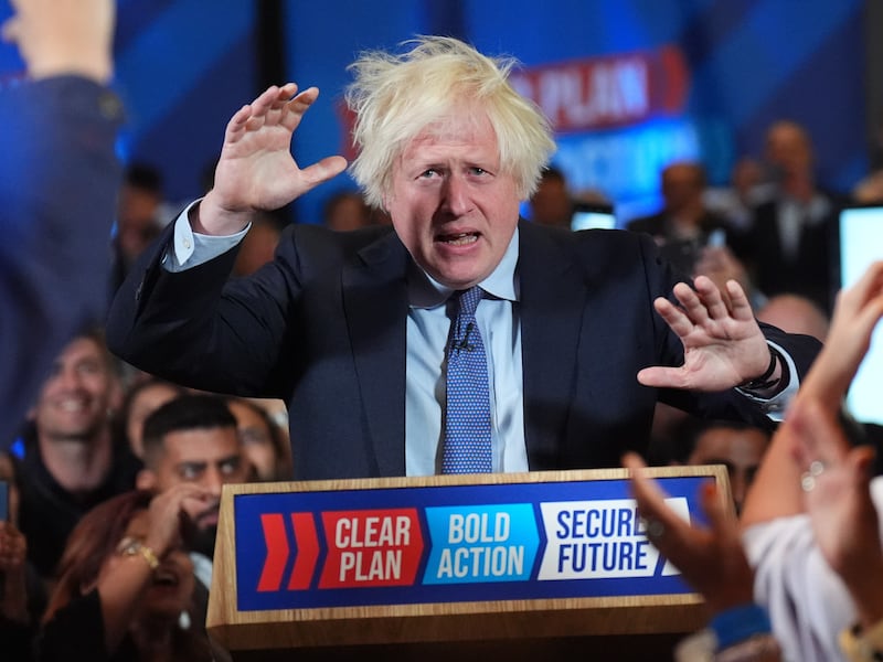 Boris Johnson delivers a speech in central London, while on the General Election campaign trail