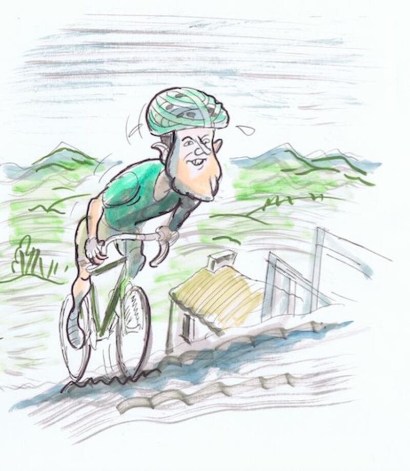 Cartoon of Conor Murphy cycling
