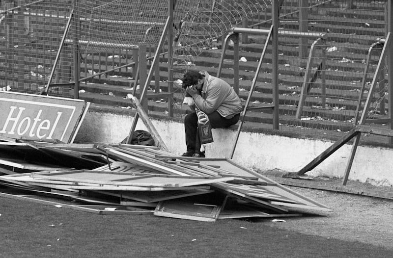 A Liverpool fan after the Liverpool v Nottingham Forest FA Cup semi-final football match at Hillsborough which led to the deaths of 97 people